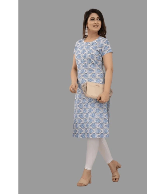 Frionkandy - Light Blue Cotton Womens Straight Kurti ( Pack of 1 ) - None