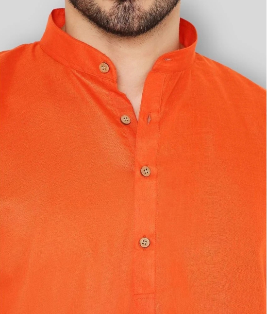 Maharaja Orange Cotton Kurta Pyjama Set - None