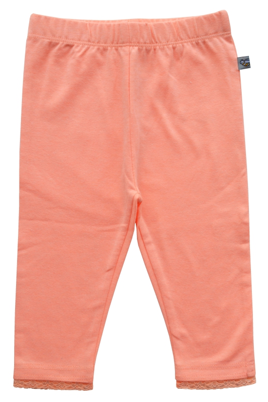 Girls Neon Orange Solid Leggings (95% Cotton 5%Elasthan Jersey)