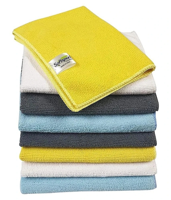 SOFTSPUN Microfiber Cleaning Cloths, 8 pcs 30x40cms 280GSM Multi-Color. Highly Absorbent, Lint and Streak Free, Multi - Purpose Wash Cloth for Kitchen, Car, Window, Stainless Steel, Silverwa