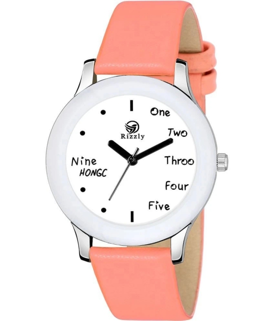 Septem Peach Leather Analog Mens Watch