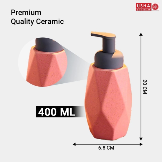 UMAI Ceramic Soap Dispenser Bottle for Bathroom 400ml  Handwash Dispense Pump for Kitchen Sink  Kitchen Accessories Items  for Sanitizer Shampoo Lotion Liquid Soap  Pink-UMAI Ceramic Soap Dispens