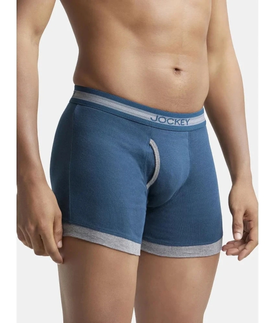 Jockey 1017 Men Super Combed Cotton Rib Solid Boxer Brief-Reflecting Pond & Mid Grey Mel (Pack of 2) - None