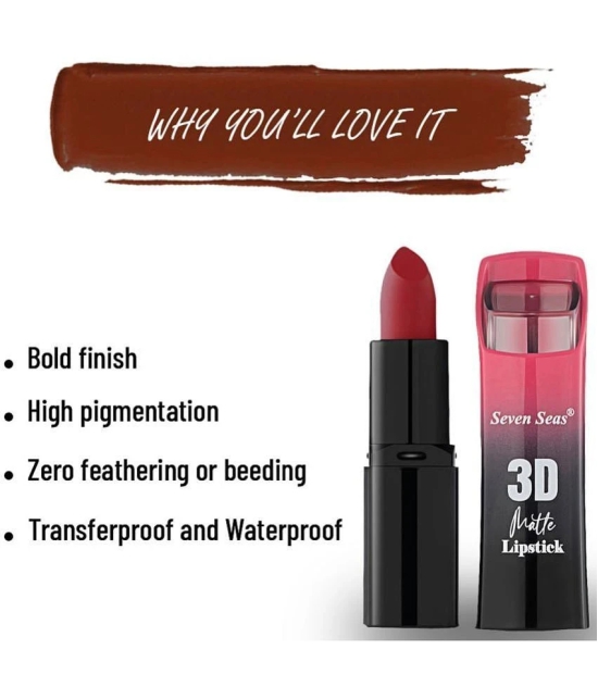 Seven Seas 3D Matte Lipstick | Long Lasting | Waterproof Matte Lipstick for Women(Claret)