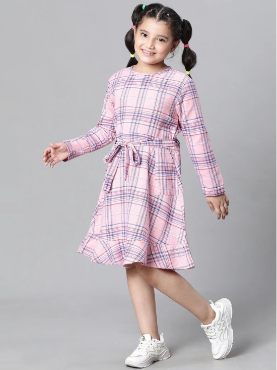 Oxolloxo Girls Checked Organic Cotton Fit & Flare Dress