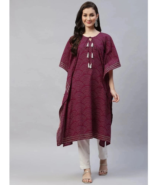 miravan - Magenta Cotton Womens Kaftan Kurti ( Pack of 1 ) - None