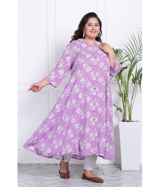 Swasti Cotton Blend Printed Front Slit Womens Kurti - Purple ( Pack of 1 ) - None