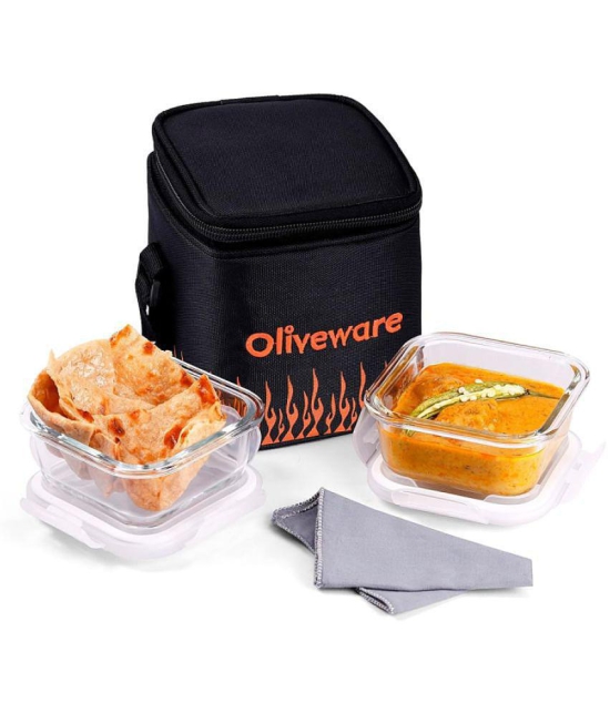 Oliveware Glass Lunch Box 2 - Container ( Pack of 1 )