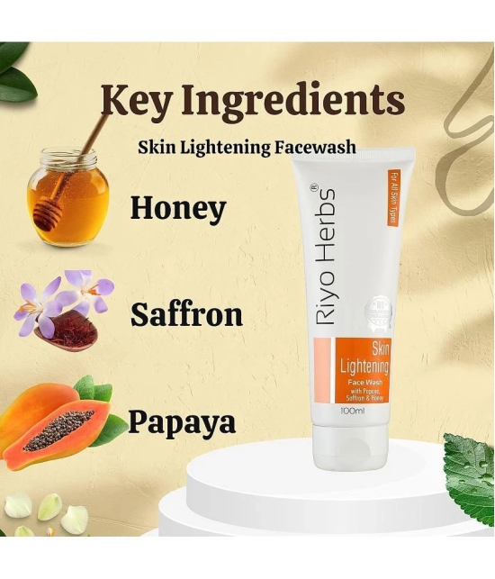 Riyo Herbs Skin Lightening Facewash | Moringa and Papaya Extracts| For Skin Tone & Dark Spots 100ml