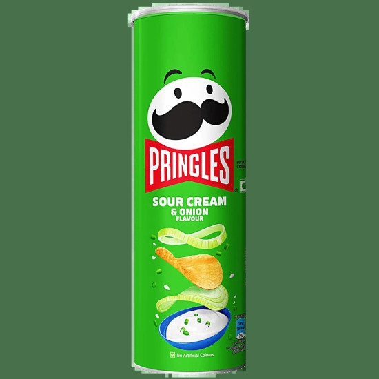 Pringles Potato Chips - Sour Cream & Onion Flavour, Crunchy & Crispy, 107 G Can