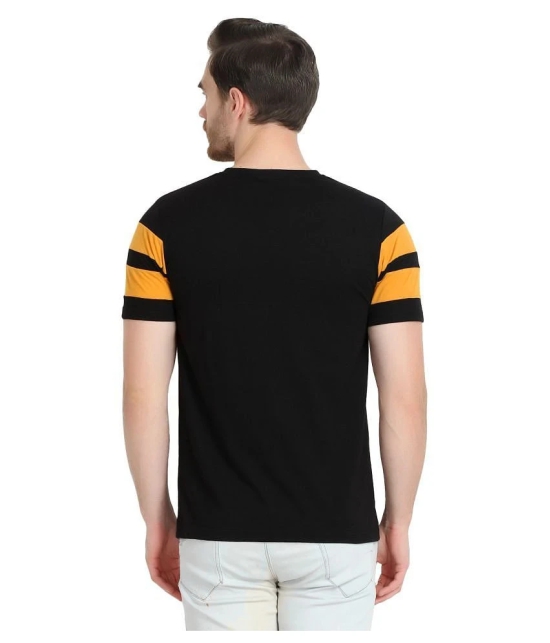 Glito Cotton Blend Black Color Block T-Shirt - None