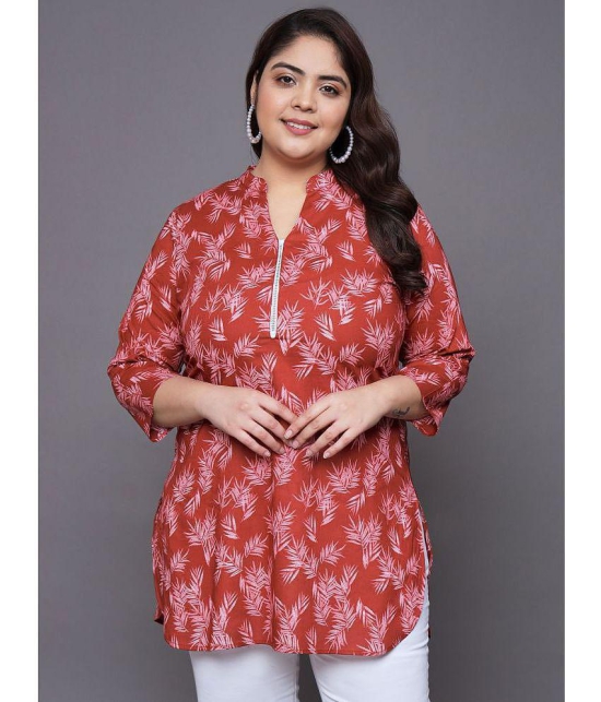 Tissu Cotton Printed Straight Womens Kurti - Maroon ( Pack of 1 ) - None