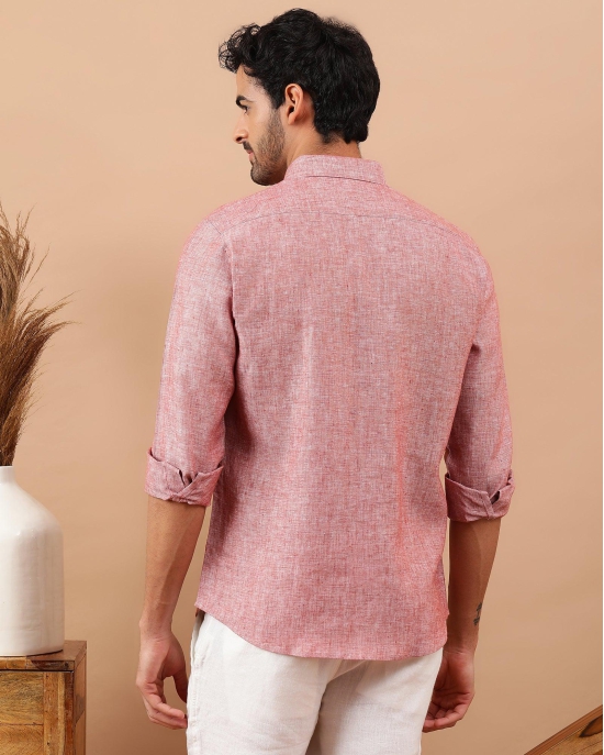 Flamingo Pink Men Linen Shirt M