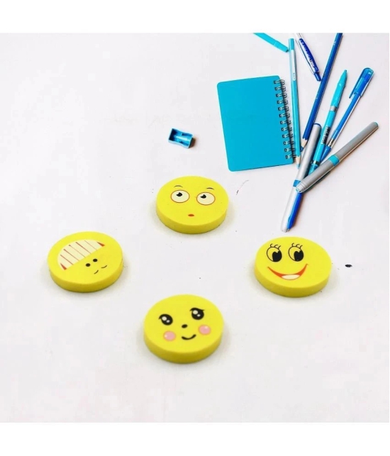 CUTE SMILE EMOJI ERASERS 4pcs pack of  1