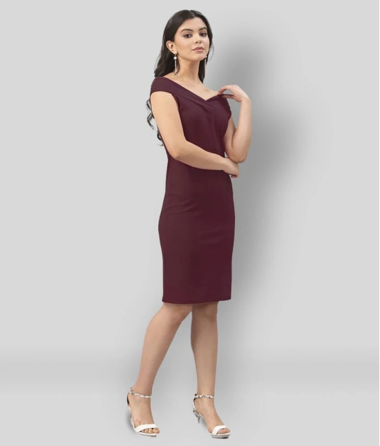 Selvia - Maroon Cotton Blend Womens Bodycon Dress ( Pack of 1 ) - None