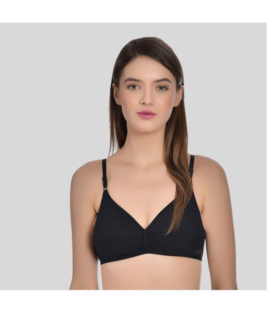 AIMLY - Black Cotton Non Padded Women''s T-Shirt Bra ( Pack of 1 ) - None