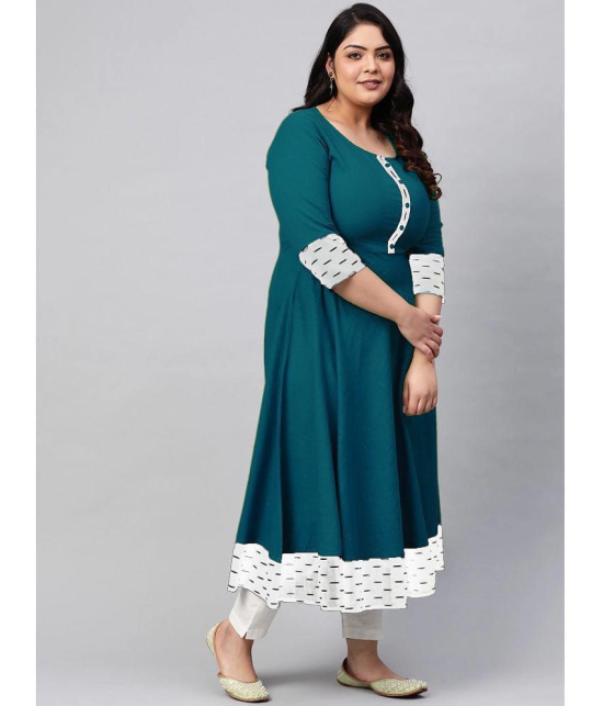 Estela - Teal Cotton Blend Women's Flared Kurti ( Pack of 1 ) - None