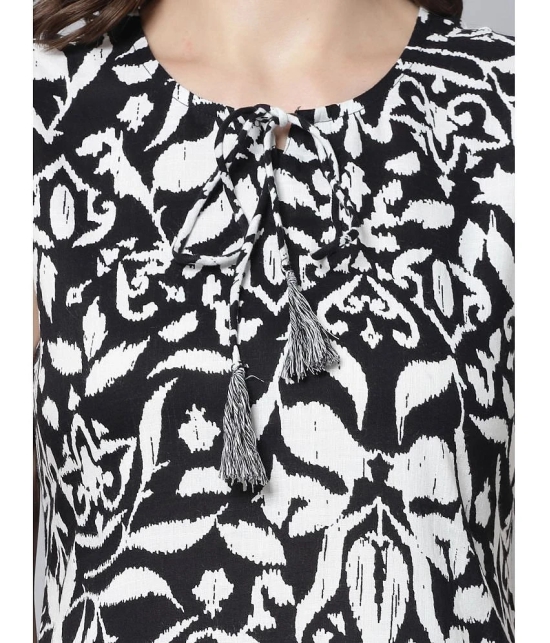 KIPEK Rayon Printed Straight Womens Kurti - Black ( Pack of 1 ) - None