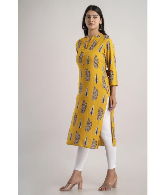 MAUKA - Yellow Rayon Womens Straight Kurti ( Pack of 1 ) - None