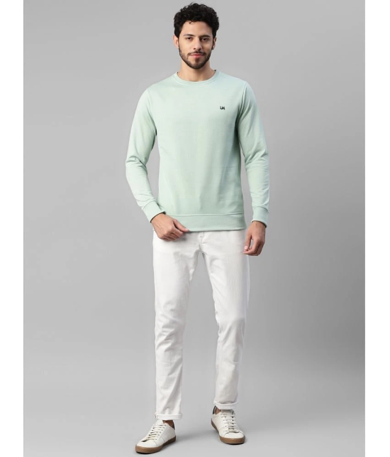 UrbanMark Men Regular Fit Solid Full Sleeves Round Neck Fleece Sweatshirt-Mint Green - None