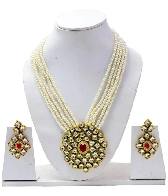 Jewar Mandi - Beige Brass Necklace Set ( Pack of 1 ) - Beige