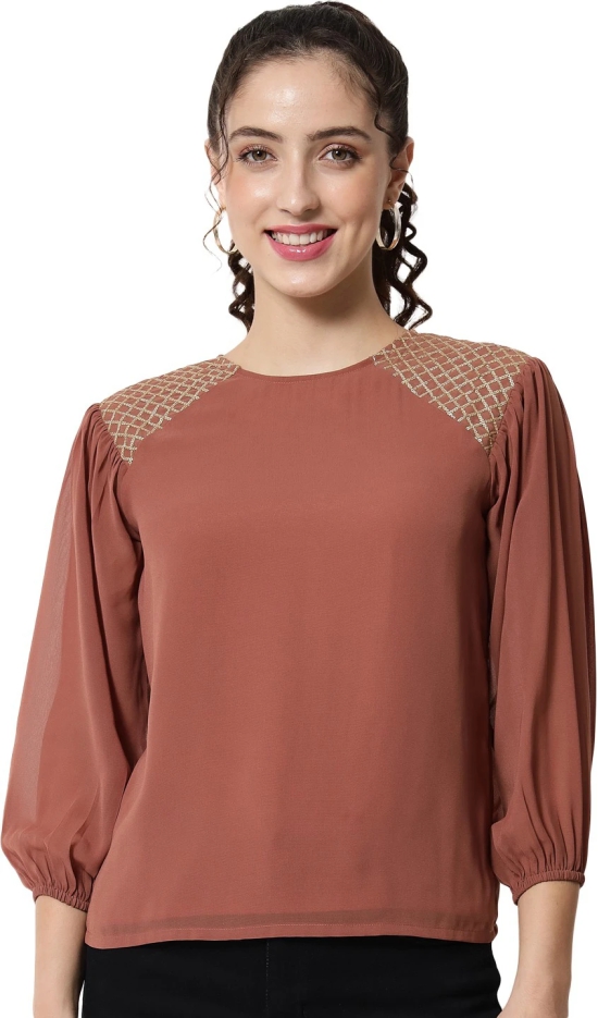 ALL WAYS YOU Women Top Georgette fabric  Brown XS