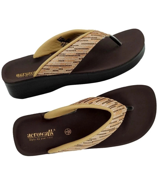 Aerowalk Gold Womens Leather Slipper - None