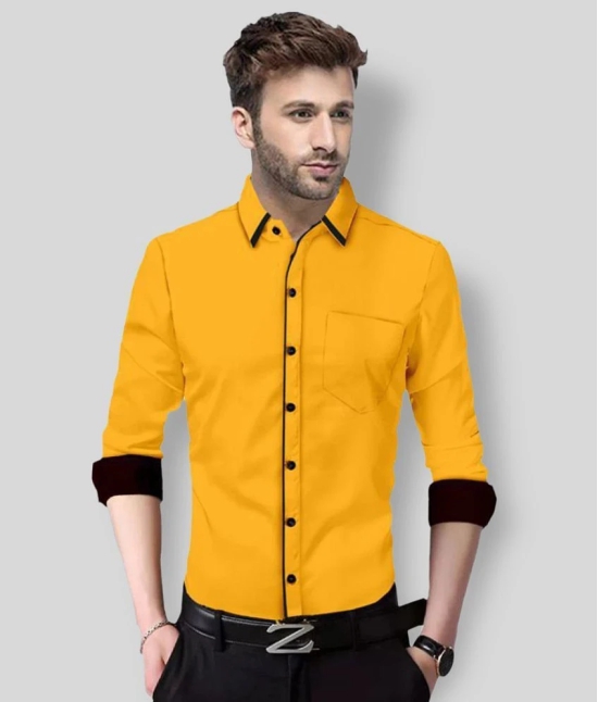 Life Roads - Yellow Cotton Slim Fit Mens Casual Shirt (Pack of 1 ) - None