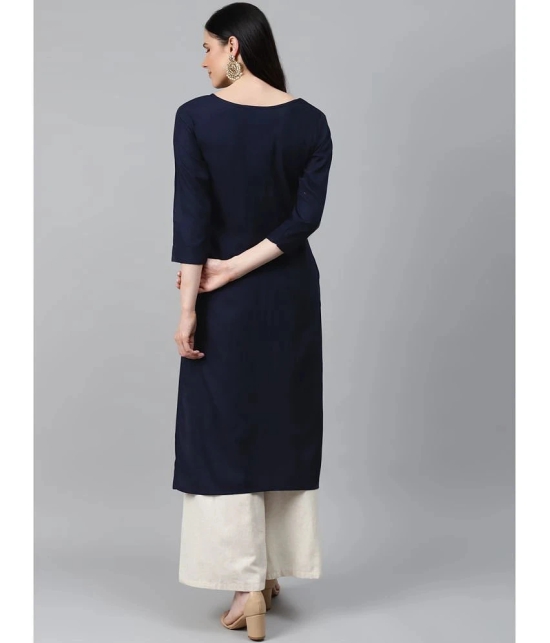 HIGHLIGHT FASHION EXPORT - Navy Blue Rayon Womens Straight Kurti ( Pack of 1 ) - None