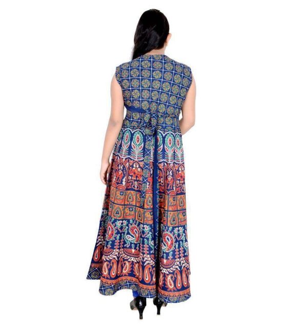 Sttoffa - Blue Cotton Women's Flared Kurti - XXL