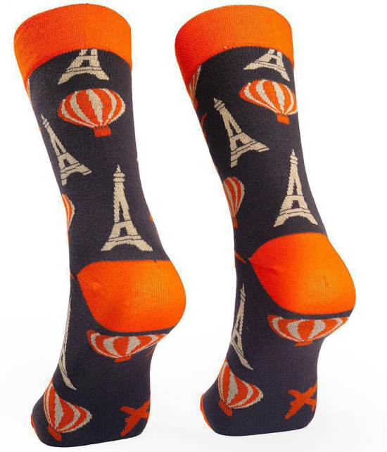 Man Arden Pretty Paris Edition Designer Socks, Casual, Office, Egyptian Premium Cotton Quality, 1 Pair - Dark Grey