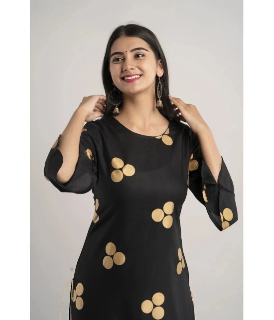 MAUKA - Black Rayon Womens Straight Kurti ( Pack of 1 ) - None