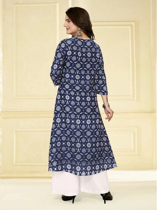 Rangita Women Rayon Blue Embroidered Calf Length A-line Kurti - None