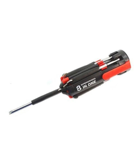 Absales Black Steel 8 In 1 Multi-Screwdriver Torch