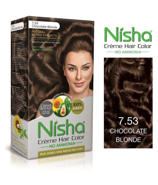 Nisha Cream Hair Color Long Lasting Permanent Hair Color Blonde Chocolate each 90 mL Pack of 3