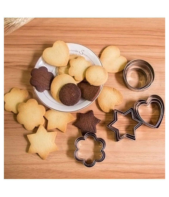 Dressably 12pcs Stainless Steel Cookie Cutter Set Pastry Cookie Biscuit Cutter Cake Muffin Decor Mold Mould Multi Functional Tool - Stainless Steel