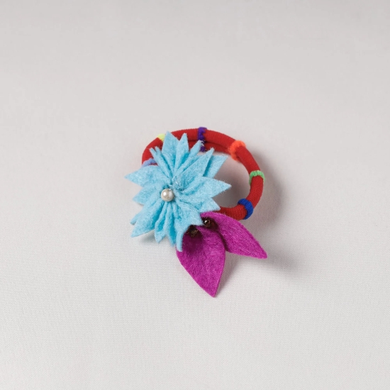 Flower - Handmade Felt & Beadwork Rubber Band