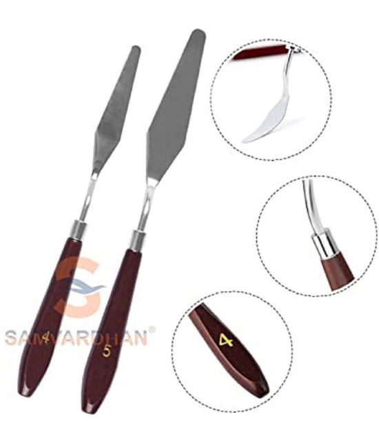 Rangwell 5 Piece Palette Knives/Painting Knives (Size-1,2,3,4,5) (Wooden Style Palette Knife)