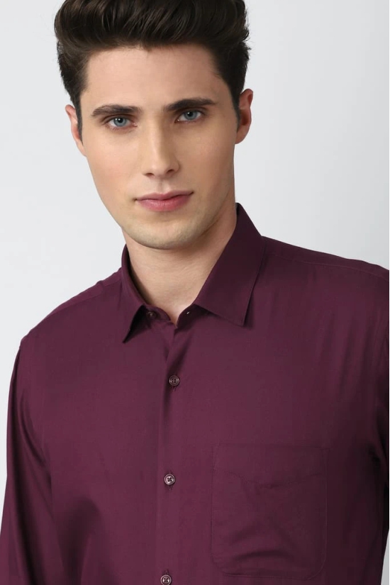 Men Purple Regular Fit Formal Full Sleeves Formal Shirt