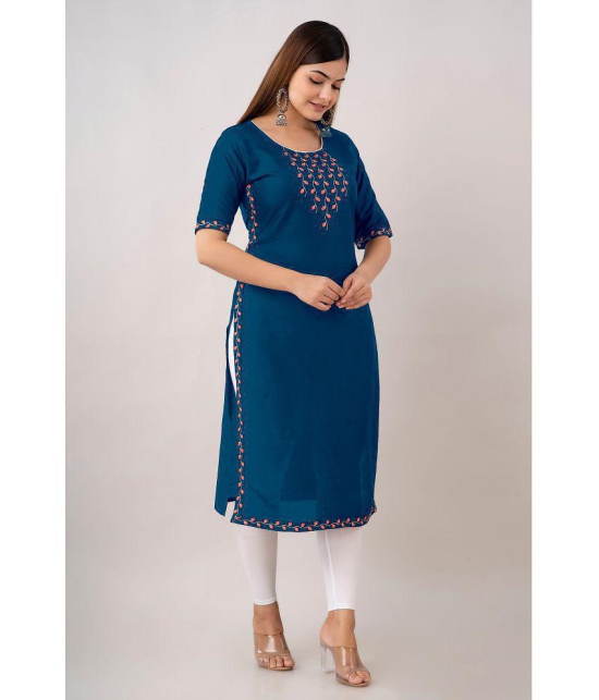 Kapadia - Teal Rayon Womens Straight Kurti ( Pack of 1 ) - None