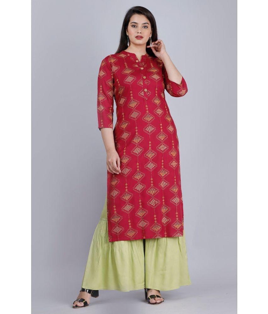 MAUKA - Maroon Straight Rayon Women''s Stitched Salwar Suit ( Pack of 1 ) - None