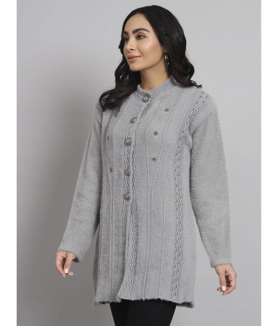 eWools.in Woollen Round Neck Women's Buttoned Cardigans - Grey ( ) - None