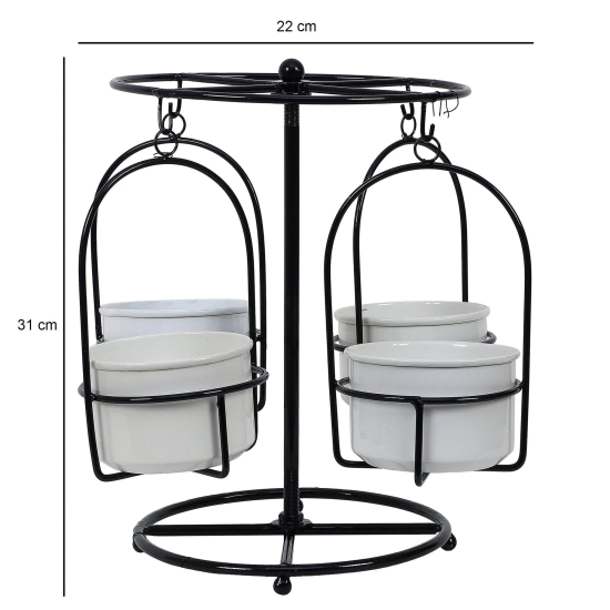 Black & White Merry Go Round Revolving Planter-Black & White