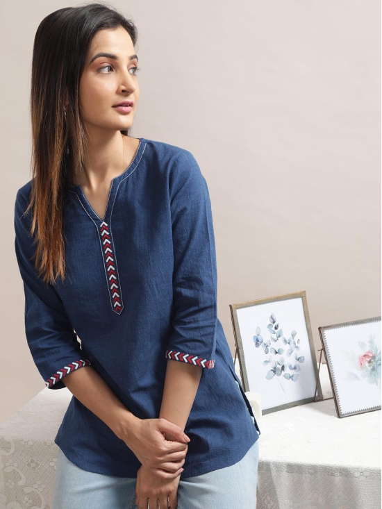 Indigo Embroidered Tunic-M