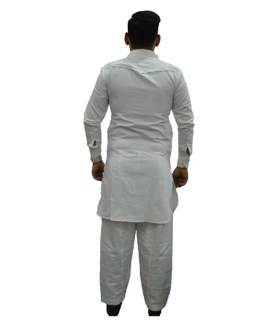 Preen White Cotton Pathani Suit Pack of 1 - None