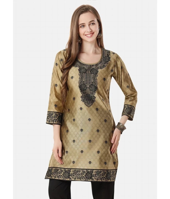 Meher Impex Art Silk Self Design Straight Womens Kurti - Gold ( Pack of 1 ) - None