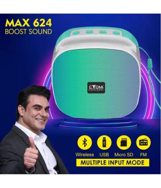 CYOMI CY_MAX624 5 W Bluetooth Speaker Bluetooth V 5.0 with SD card Slot Playback Time 10 hrs Green - Green