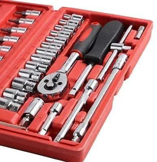 MILONI USA 46in1 Wrench Screwdriver Set, 46pcs Combination Precision Socket Wrench set for car, bike, cycle repairing & automobile Vehicle service