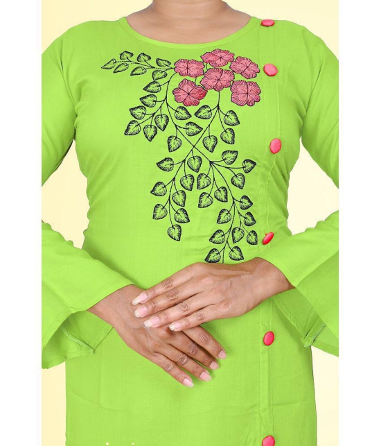 haya fashion - Lime Green Rayon Women's Straight Kurti ( Pack of 1 ) - None