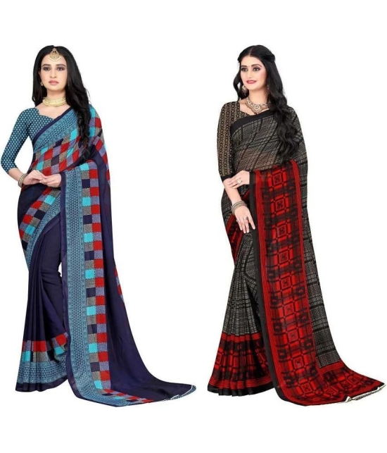 LEELAVATI - Multicolor Georgette Saree With Blouse Piece ( Pack of 2 ) - Multicolor